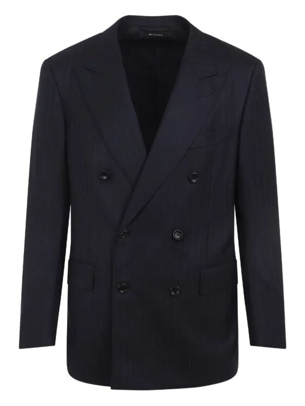 Tom Ford Pinstripe Double-breasted Blazer in Blue