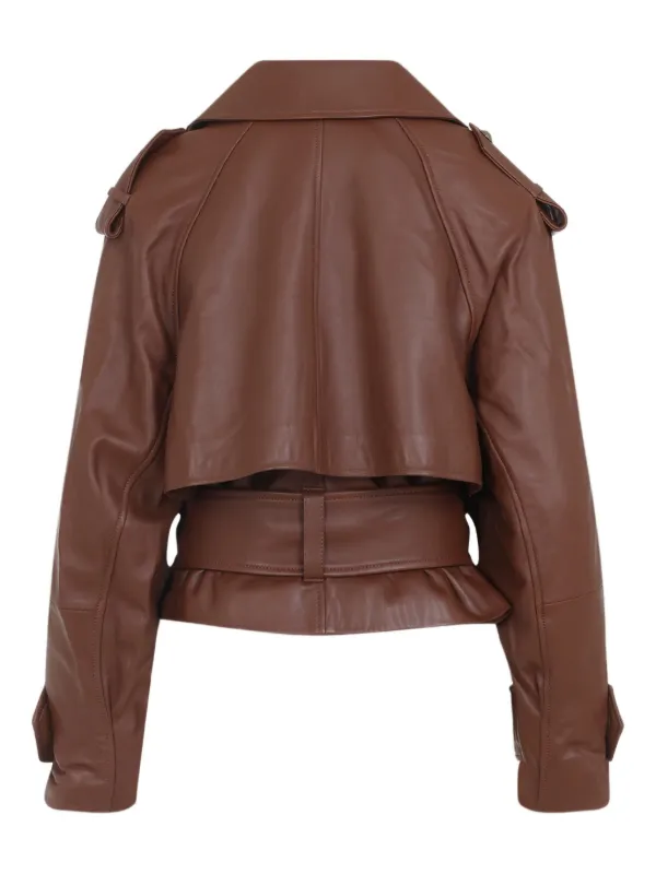 ZIMMERMANN Hypnotic Belted Leather Jacket | Brown | FARFETCH