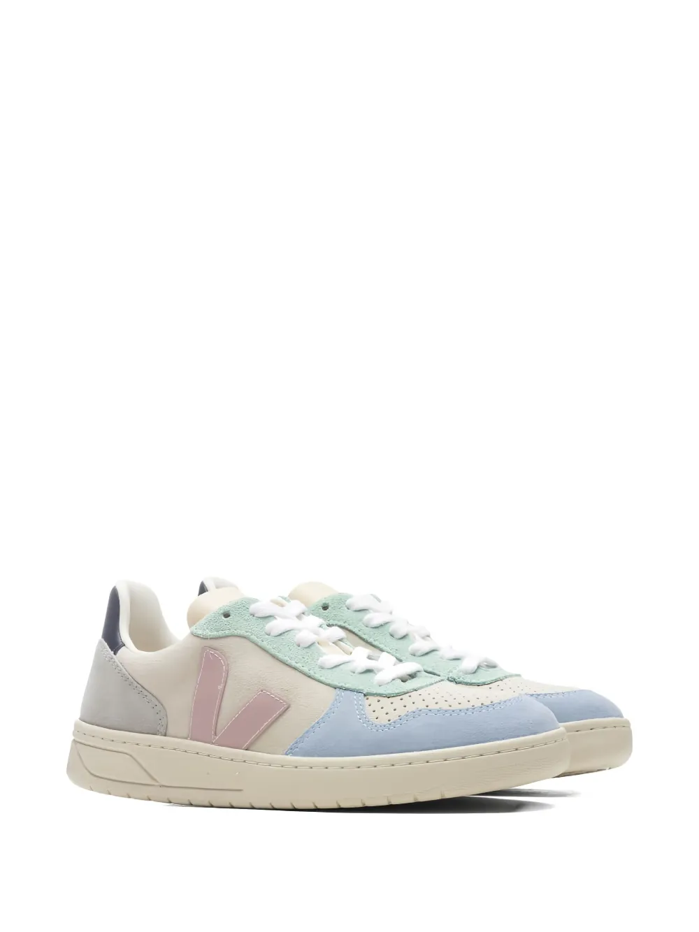 VEJA V-10 suede panelled sneakers Neutrals