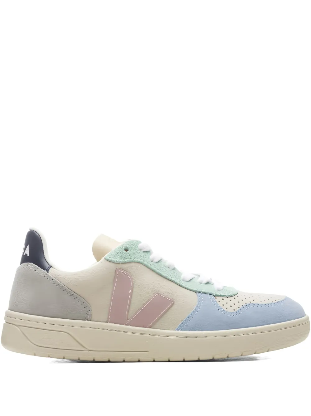 VEJA V-10 suede panelled sneakers Neutrals