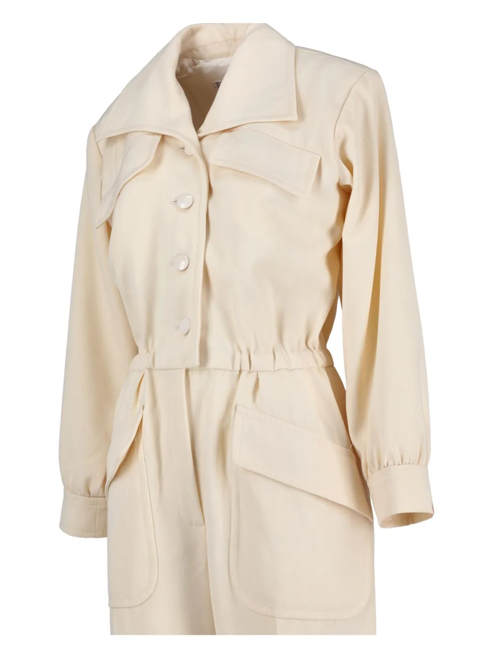 Saint Laurent Puff-sleeve Jumpsuit In Neutral