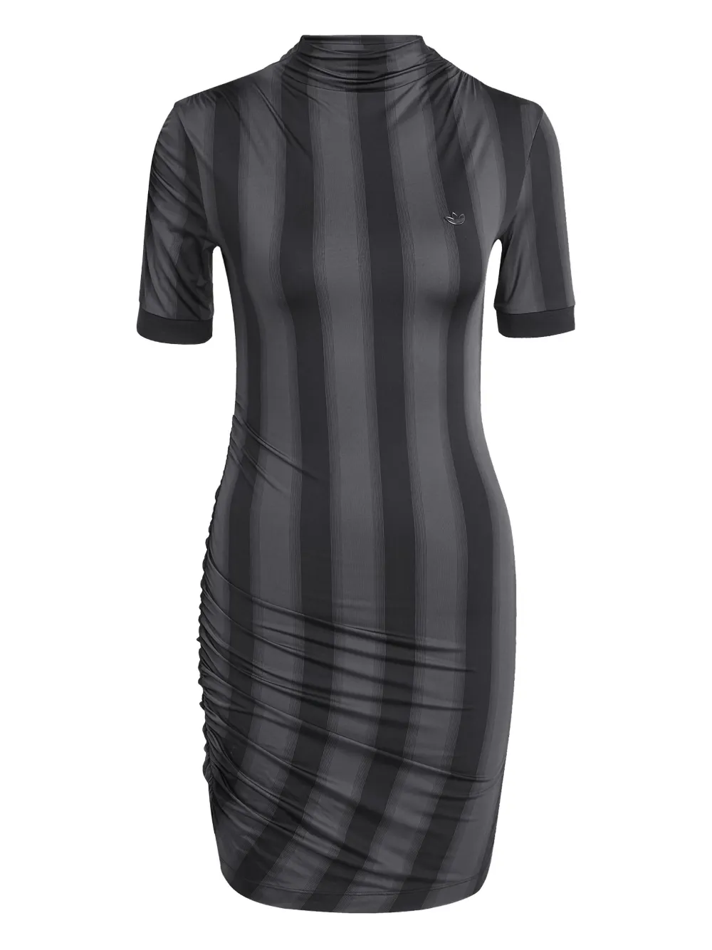 Adidas Originals Striped Mock-neck Mini Dress In Black
