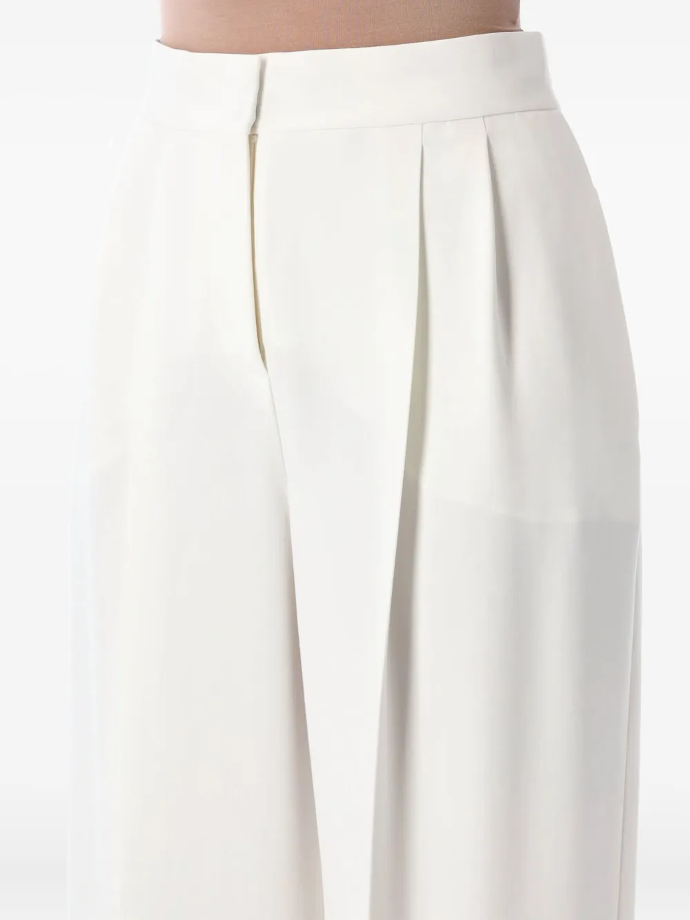Alberta Ferretti Wide-leg High Waist Crepe Trousers In White