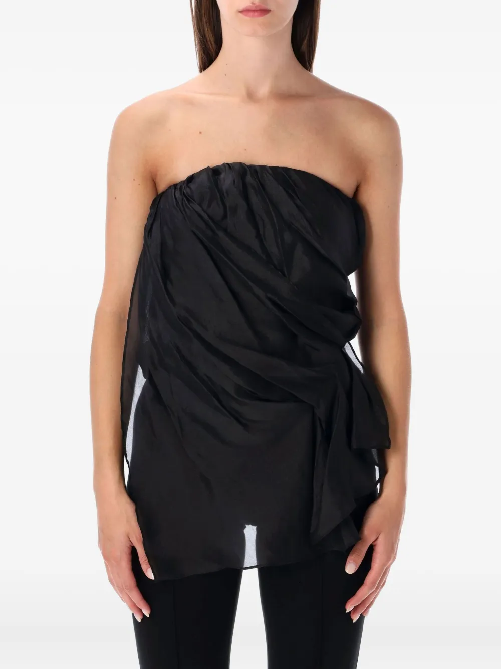 The Garment Gilian Draped-effect Strapless Top In Black