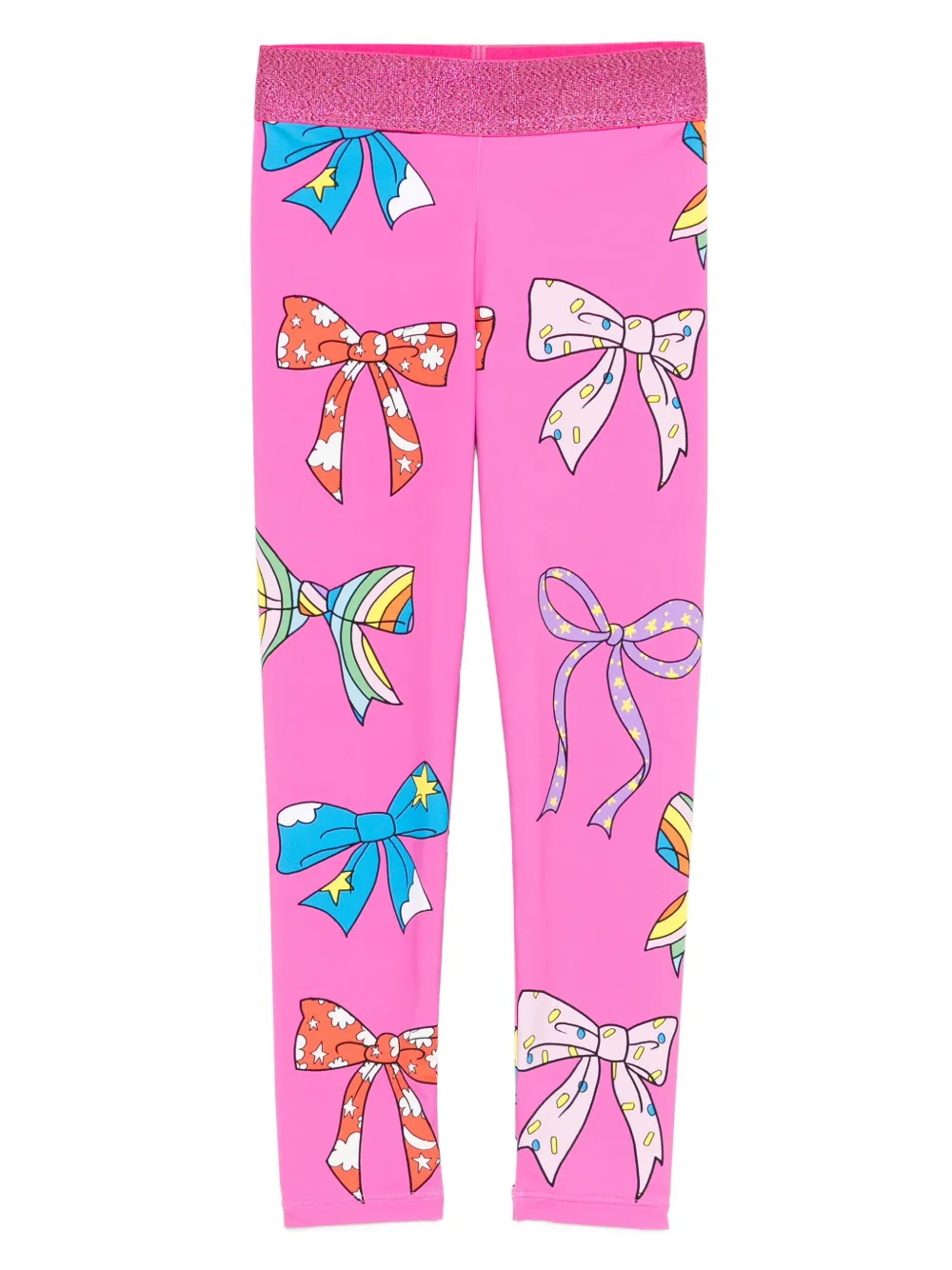 Stella McCartney Kids bow-print glitter-waistband leggings | Pink | Image 1