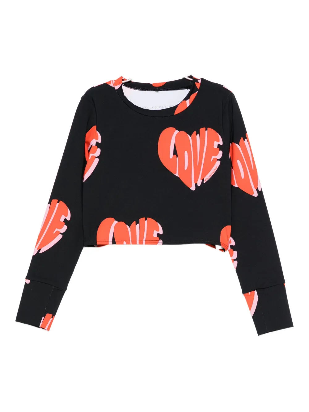 Stella Mccartney Heart-print Long-sleeve Top In Black
