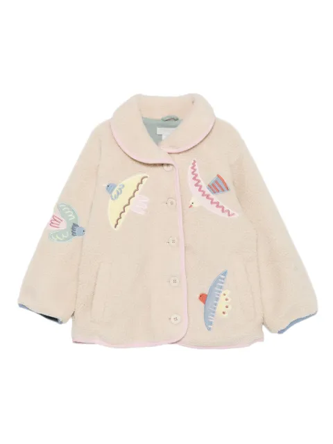 Stella McCartney Kids جاكيت صوف ناعم مطرز بطيور