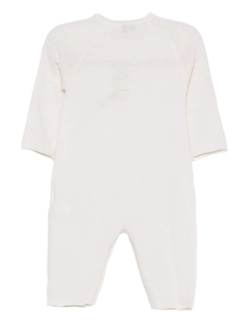 Il Gufo Romper met uil patroon en knopen - Wit