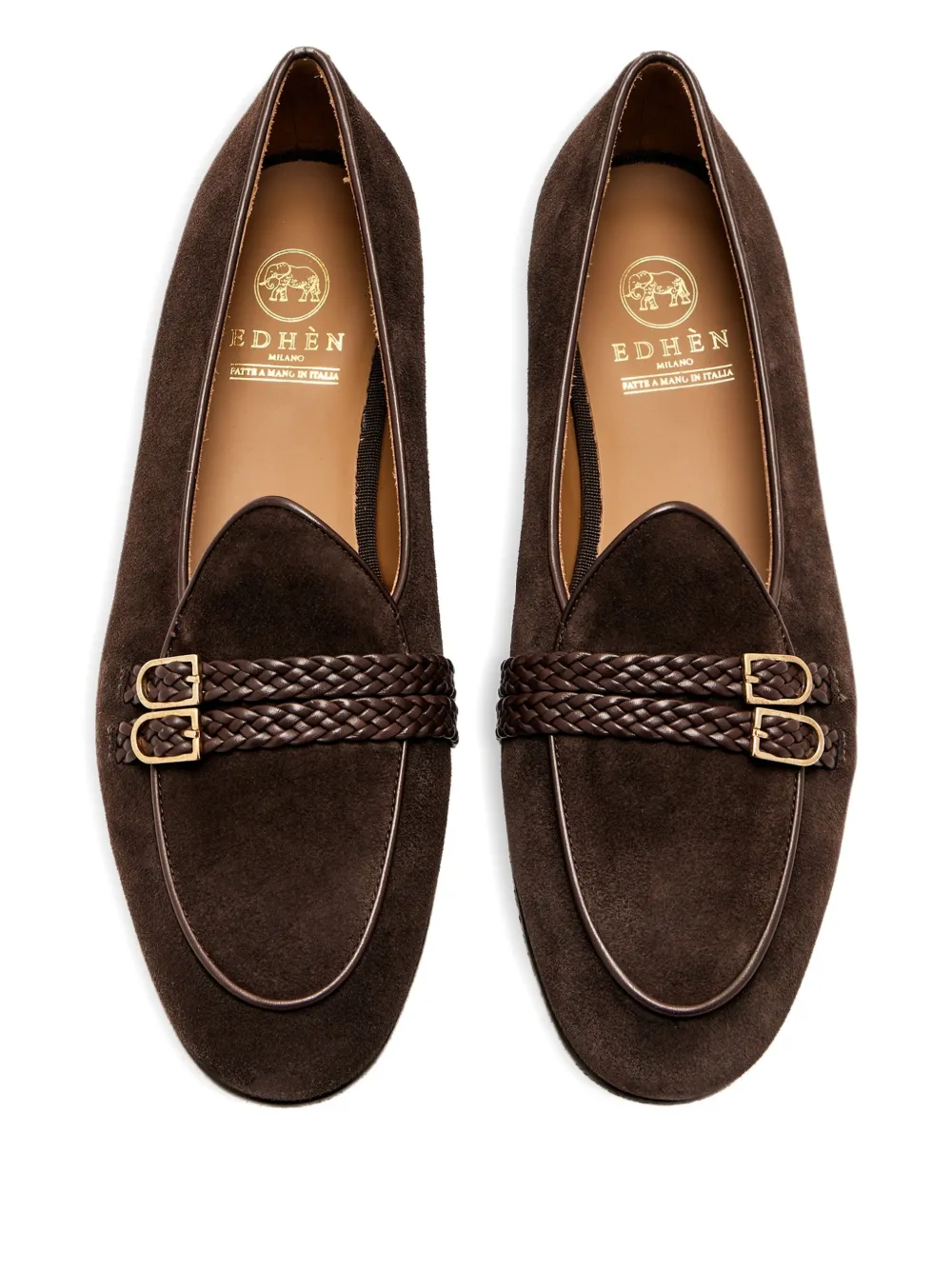 Edhen Milano Suède loafers met gevlochten gesp - Bruin
