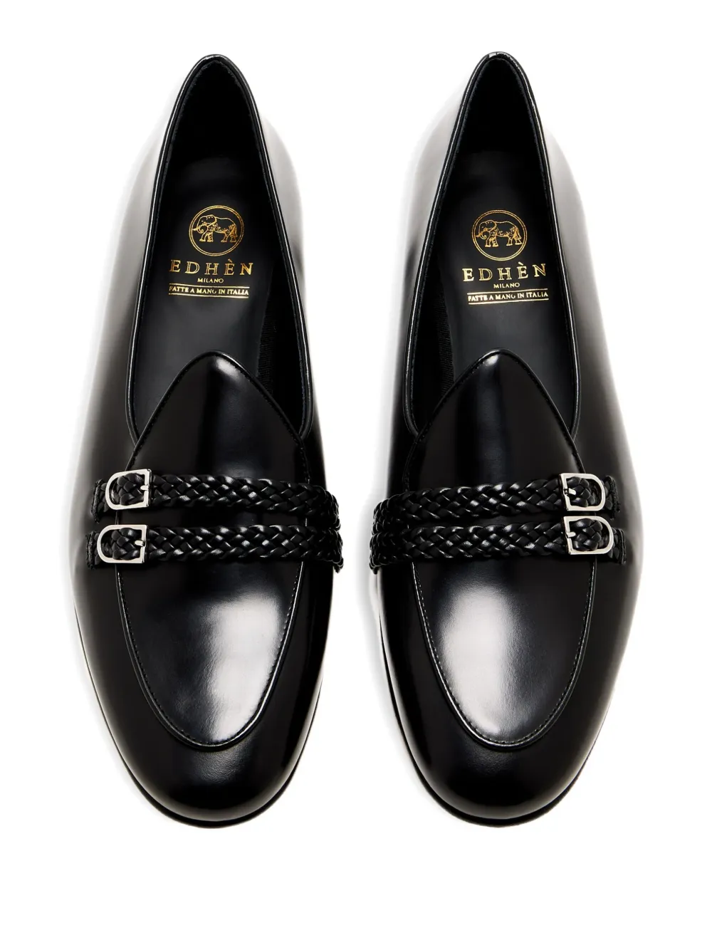 Edhen Milano Gevlochten leren loafers - Zwart
