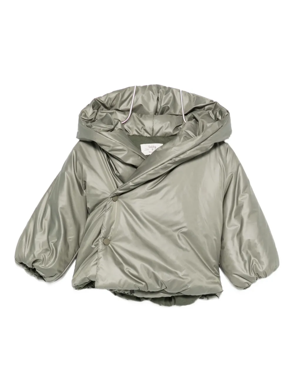 Teddy & Minou Hooded Wrap Jacket In Green