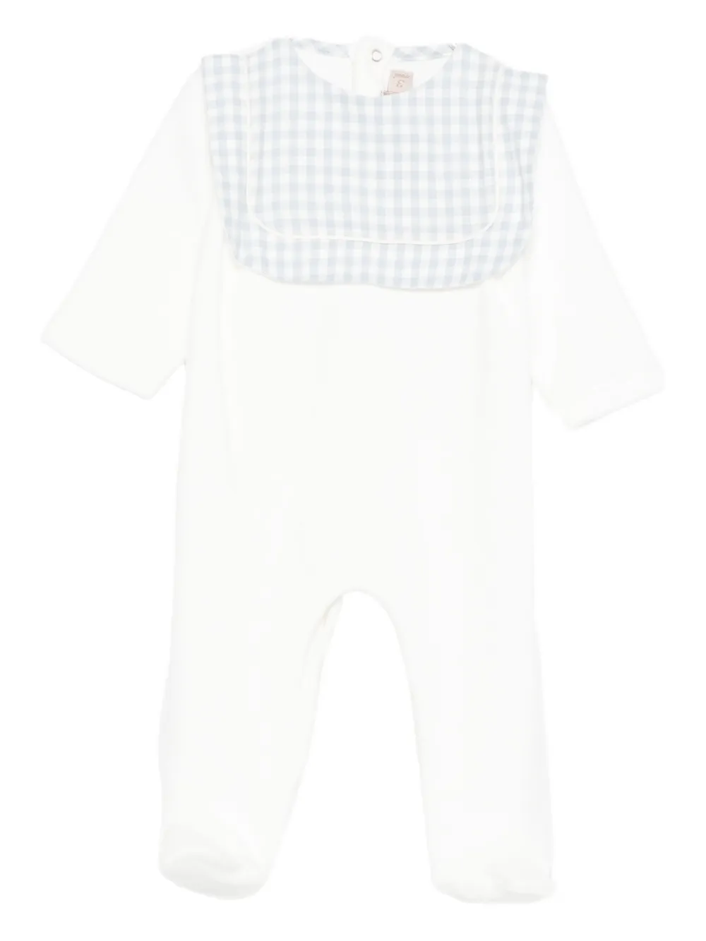La Stupenderia Gingham-panelled Babygrow In White