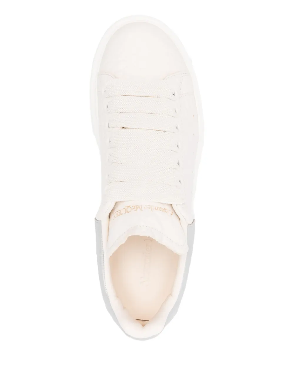 Alexander Mcqueen Oversized Sneakers With Textured Silver Heel Tab Shoes In White