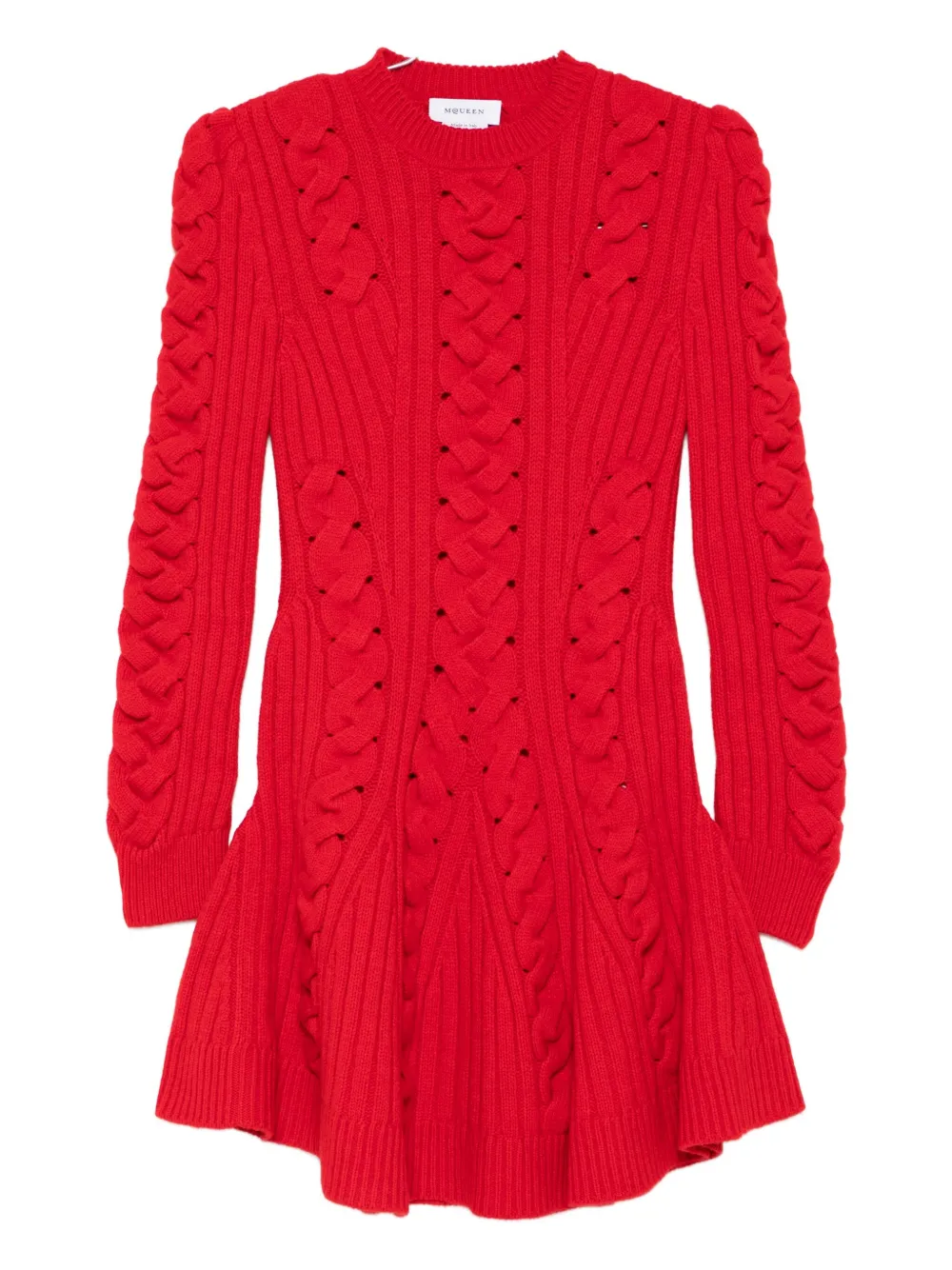 Alexander McQueen cable-knit mini dress - レッド Alexander McQueen cable-knit mini dress - レッド