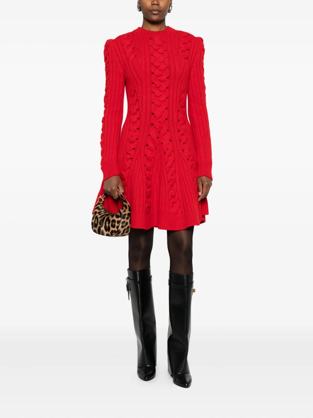 Alexander McQueen Kabelgebreide mini-jurk - Rood