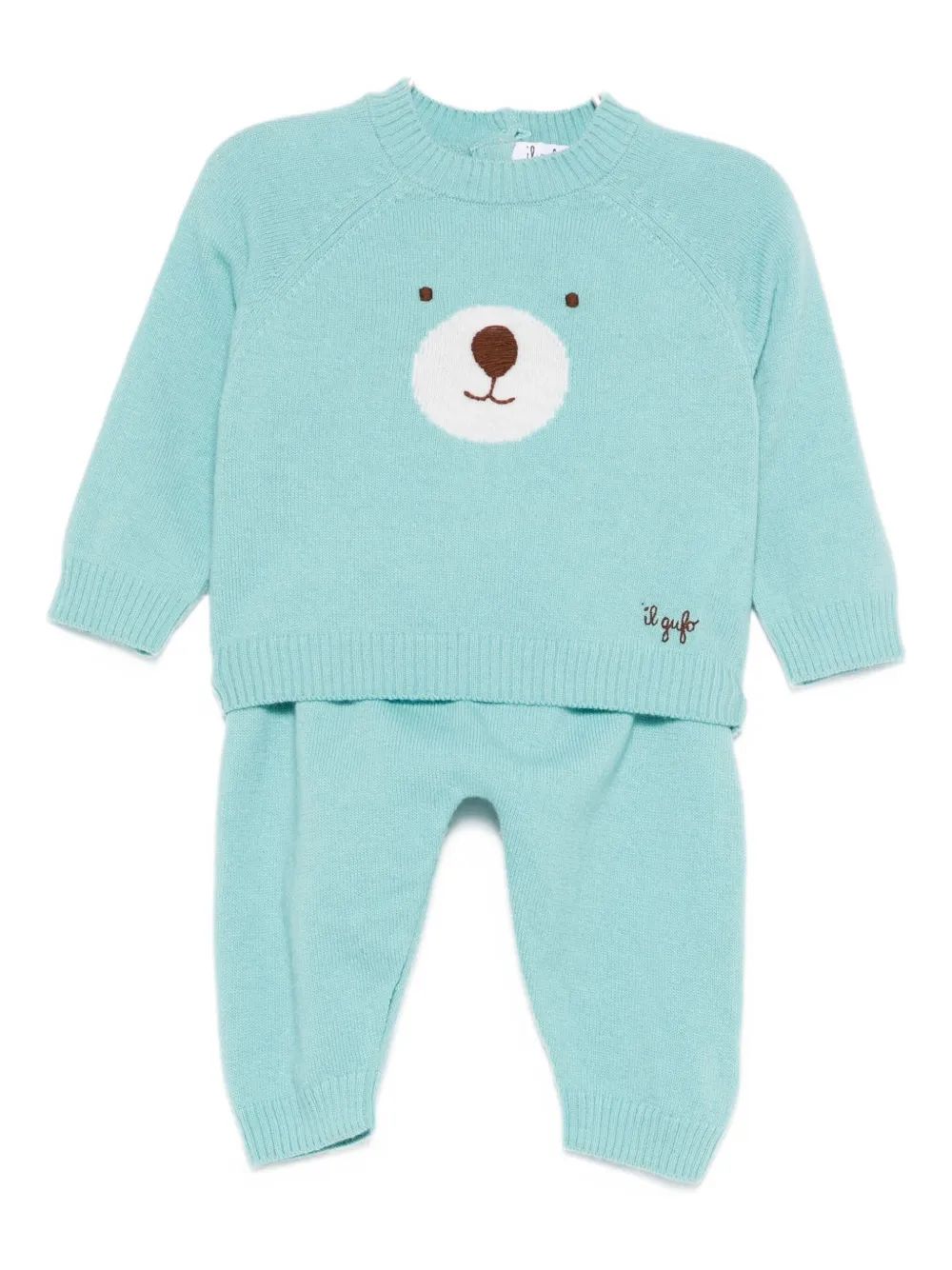 Il Gufo bear-motif knitted tracksuit | Blue | Image 1