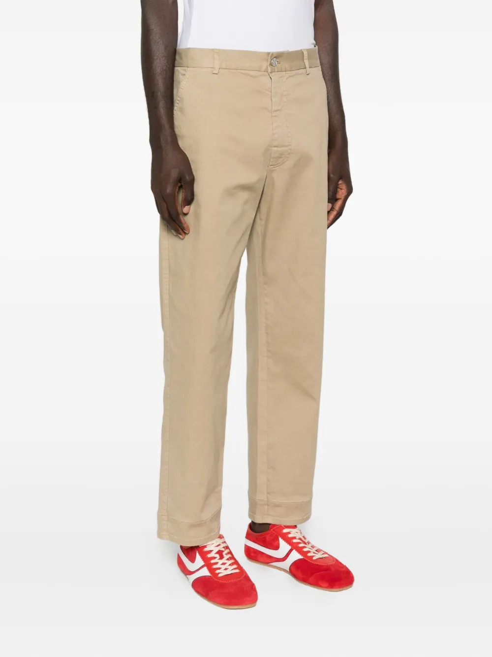 Cellar Door Cotton Trousers With Pockets And Loops In Nude