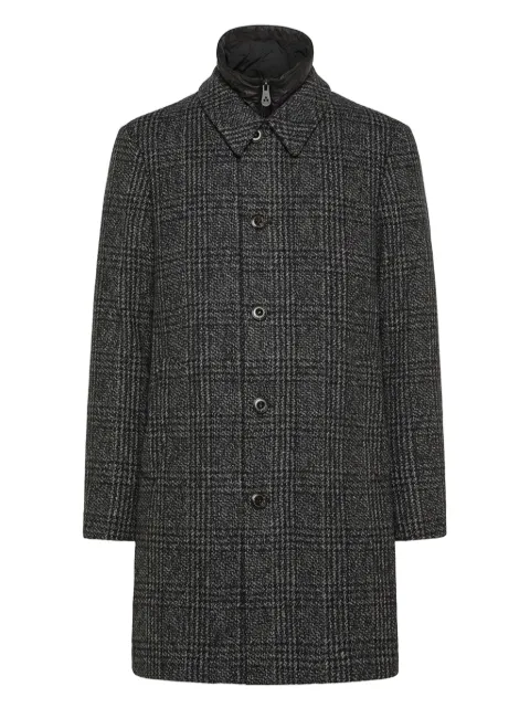 Peuterey check-pattern buttoned single-breasted coat