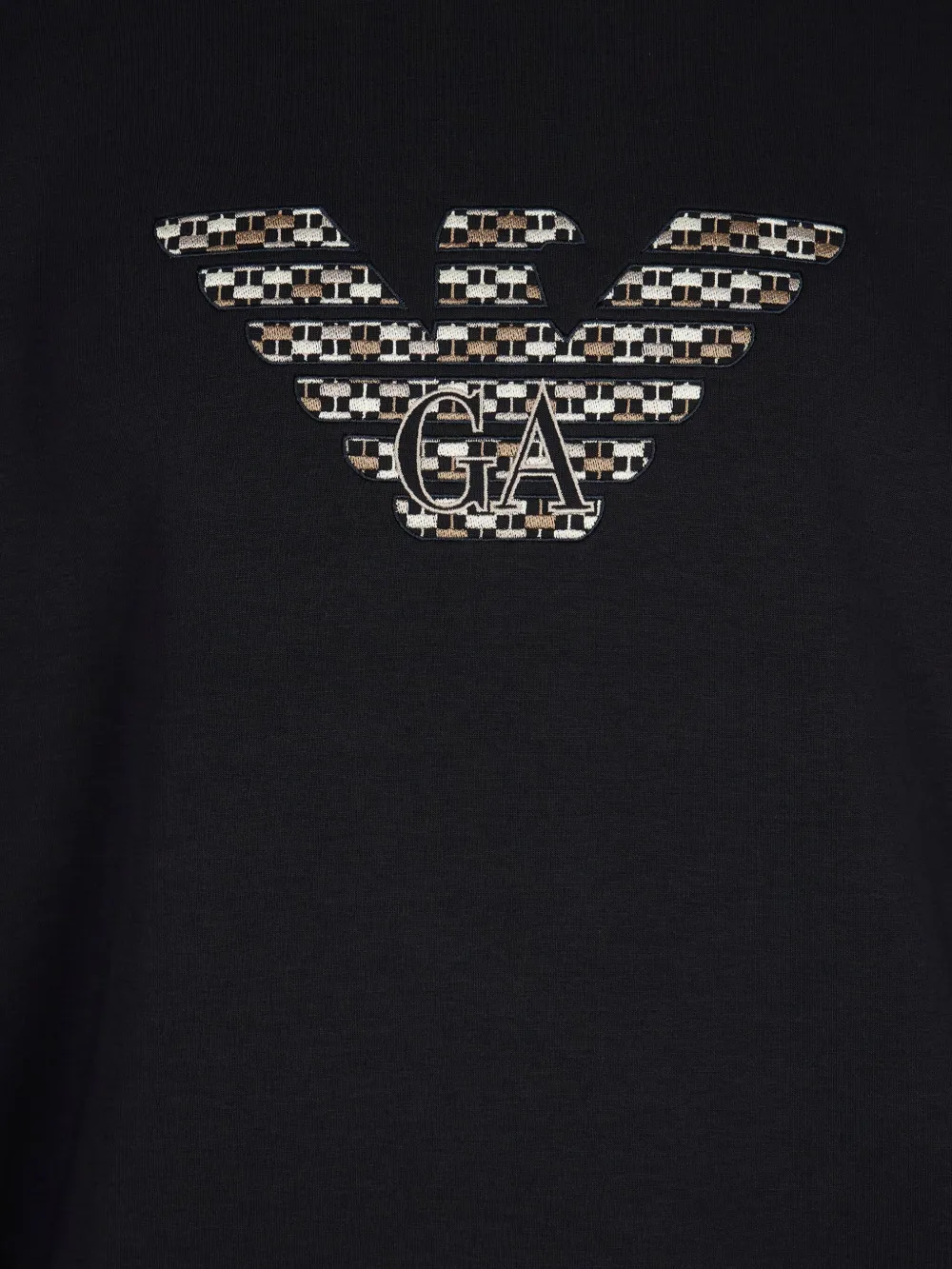 Emporio Armani Crewneck Sweatshirt With Oversized Embroidered Logo In Double Jersey In Blue