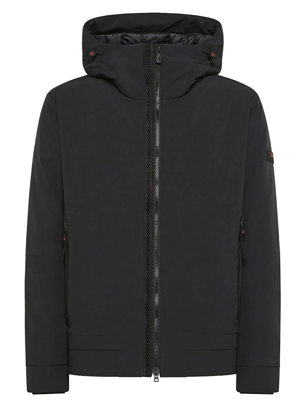 Peuterey Hooded Black Jacket With Minimalist Design And Fitted Silhouette In Black