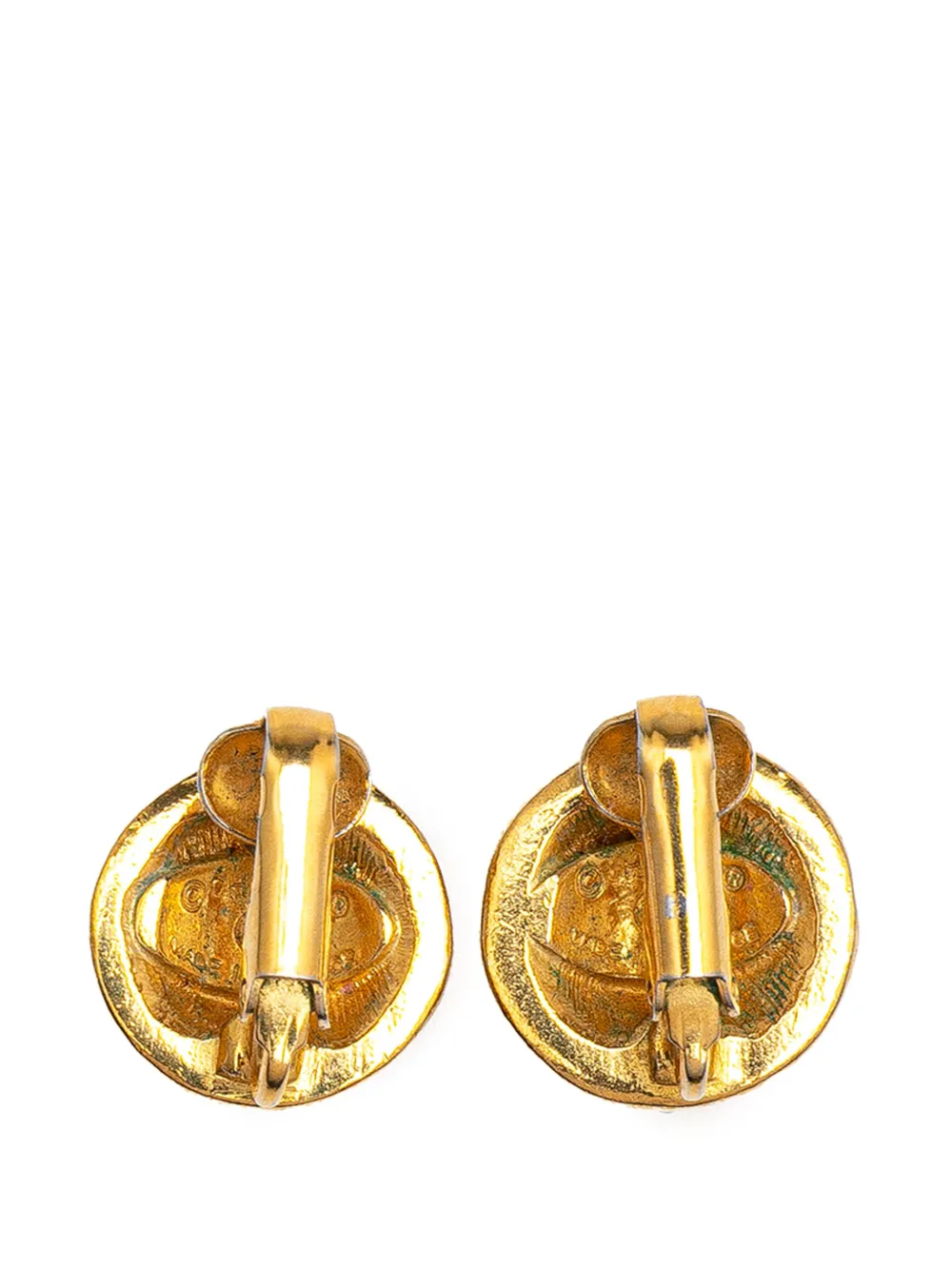 CHANEL Pre-owned 1970-1980 Gold Plated And Rhinestones Round Clip On Earrings Costume Earrings