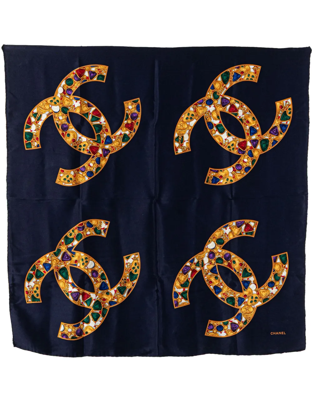 CHANEL Pre-Owned 20th Century CC Gripoix Silk Scarf scarves - ブルー CHANEL Pre-Owned 20th Century CC Gripoix Silk Scarf scarves - ブルー