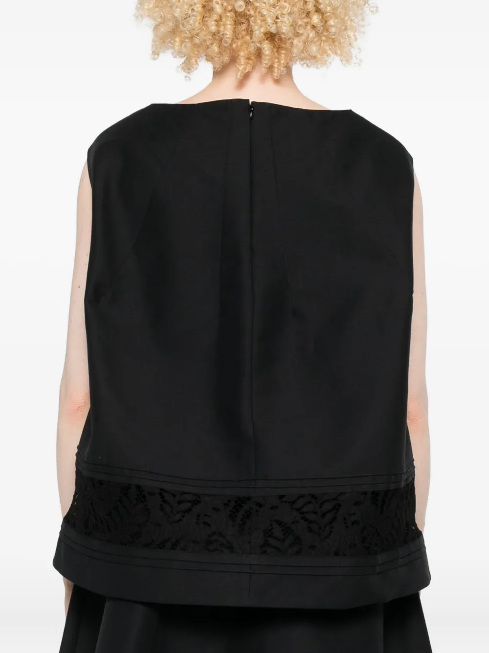 Marni Mouwloze blouse met kanten vlakken Zwart