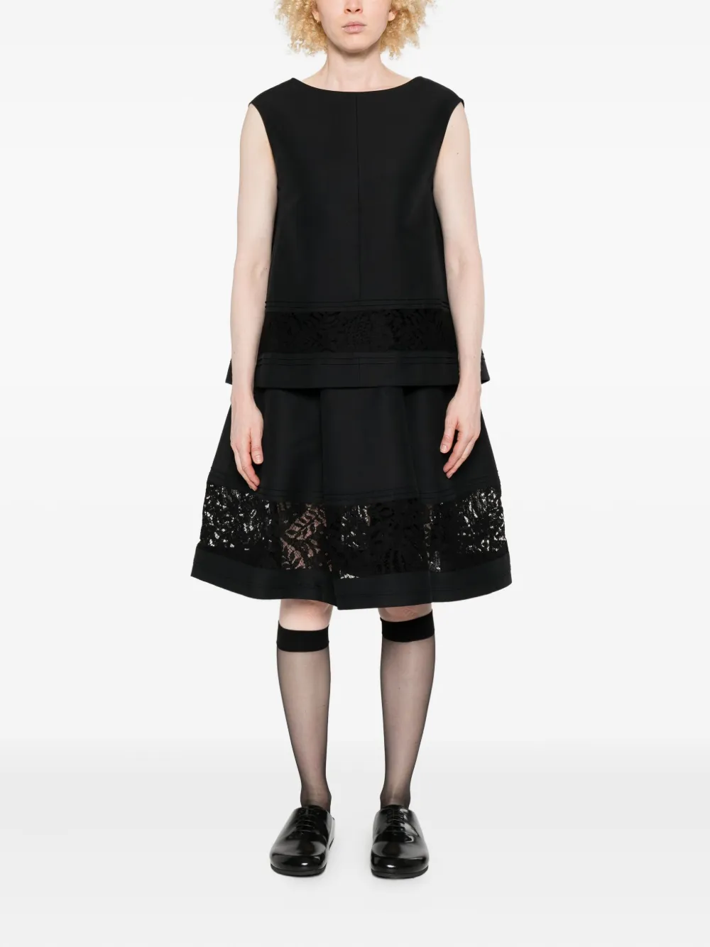 Marni lace-insert sleeveless blouse - Zwart