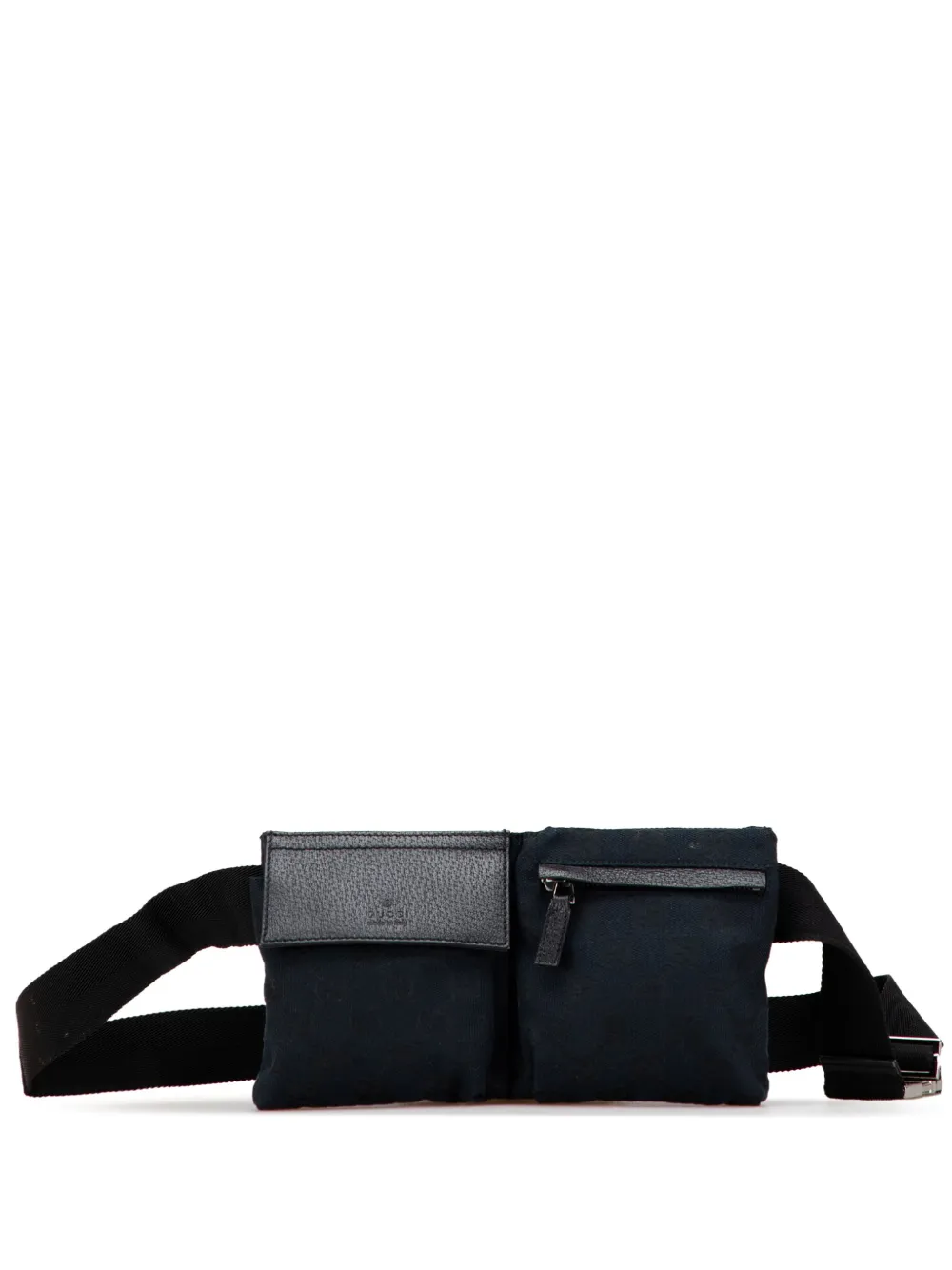 Pre-owned Gucci 2000-2015 Gg Canvas Double Pocket Belt Bag In Blue
