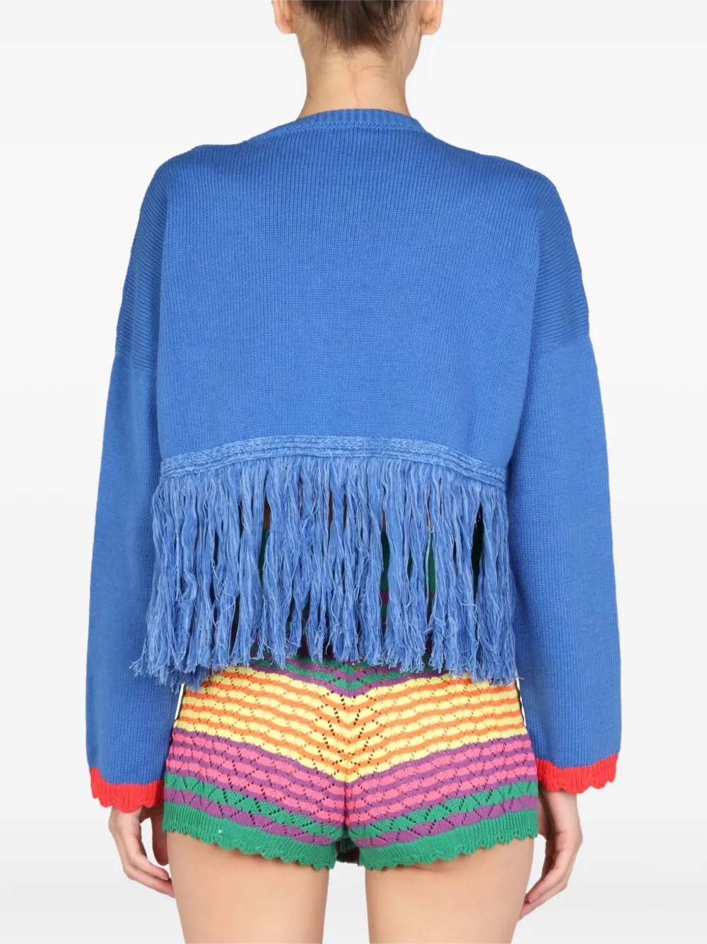 Gallo Fringed Long-sleeves Sweater In Blue