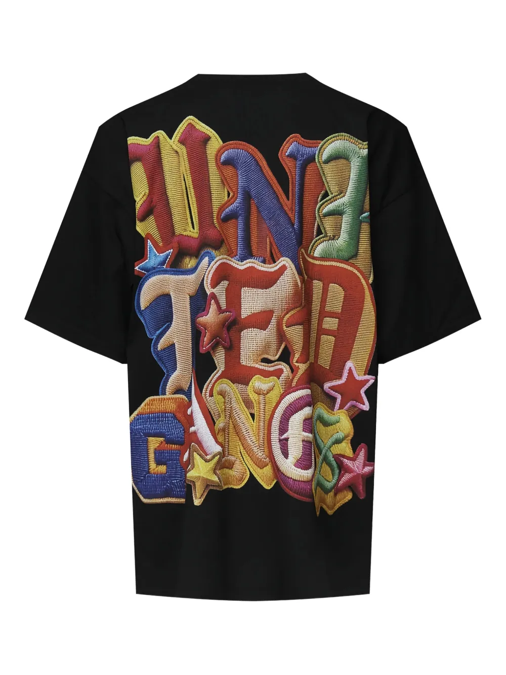 PDF CHANNEL T-shirt met geborduurde tekst - Zwart
