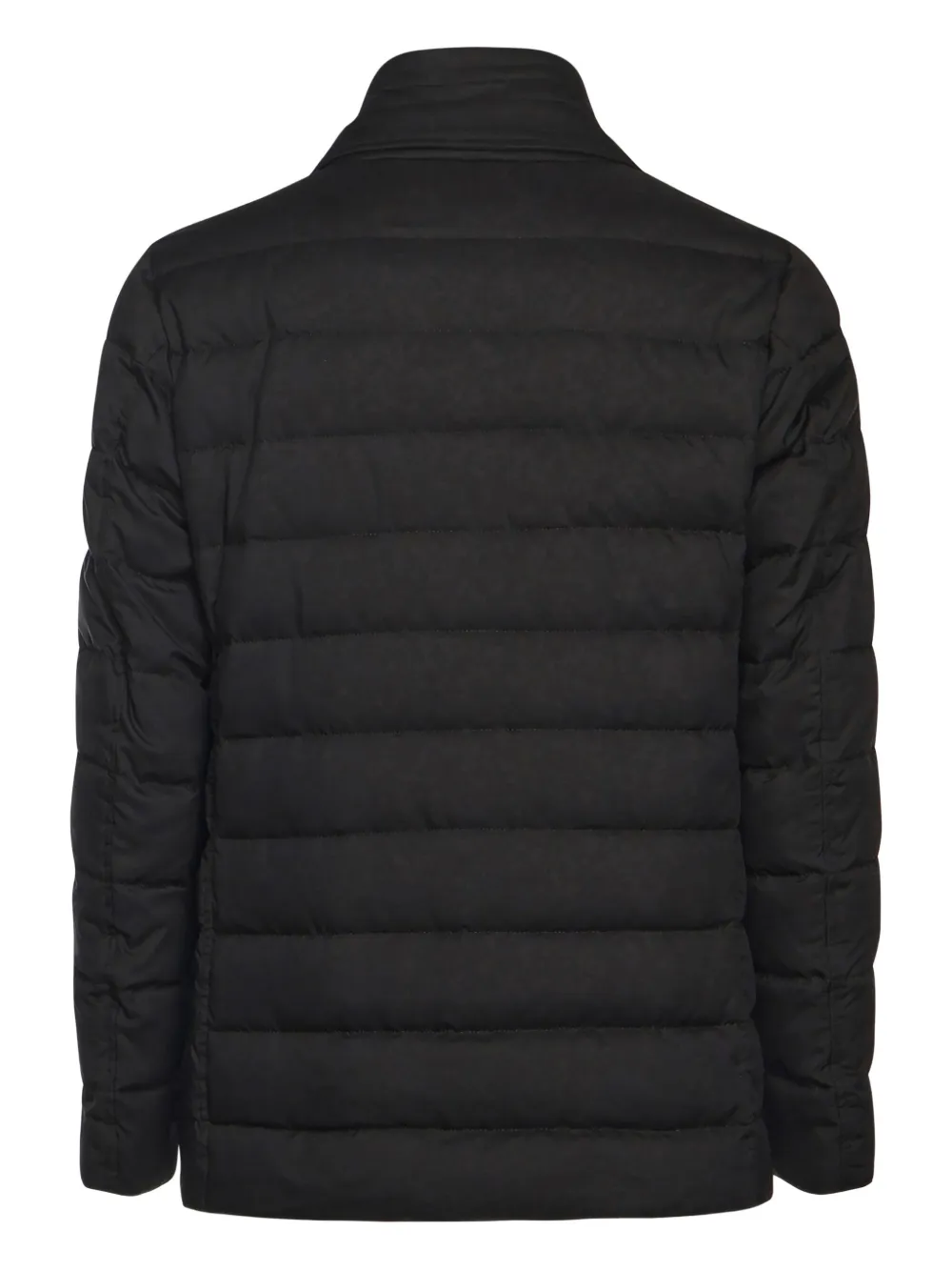 Herno Tailored Black Puffer Jacket With Notched Collar In Black
