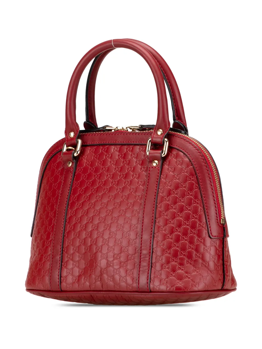 Pre-owned Gucci 2016-2025 Mini Microssima Dome Satchel In Red