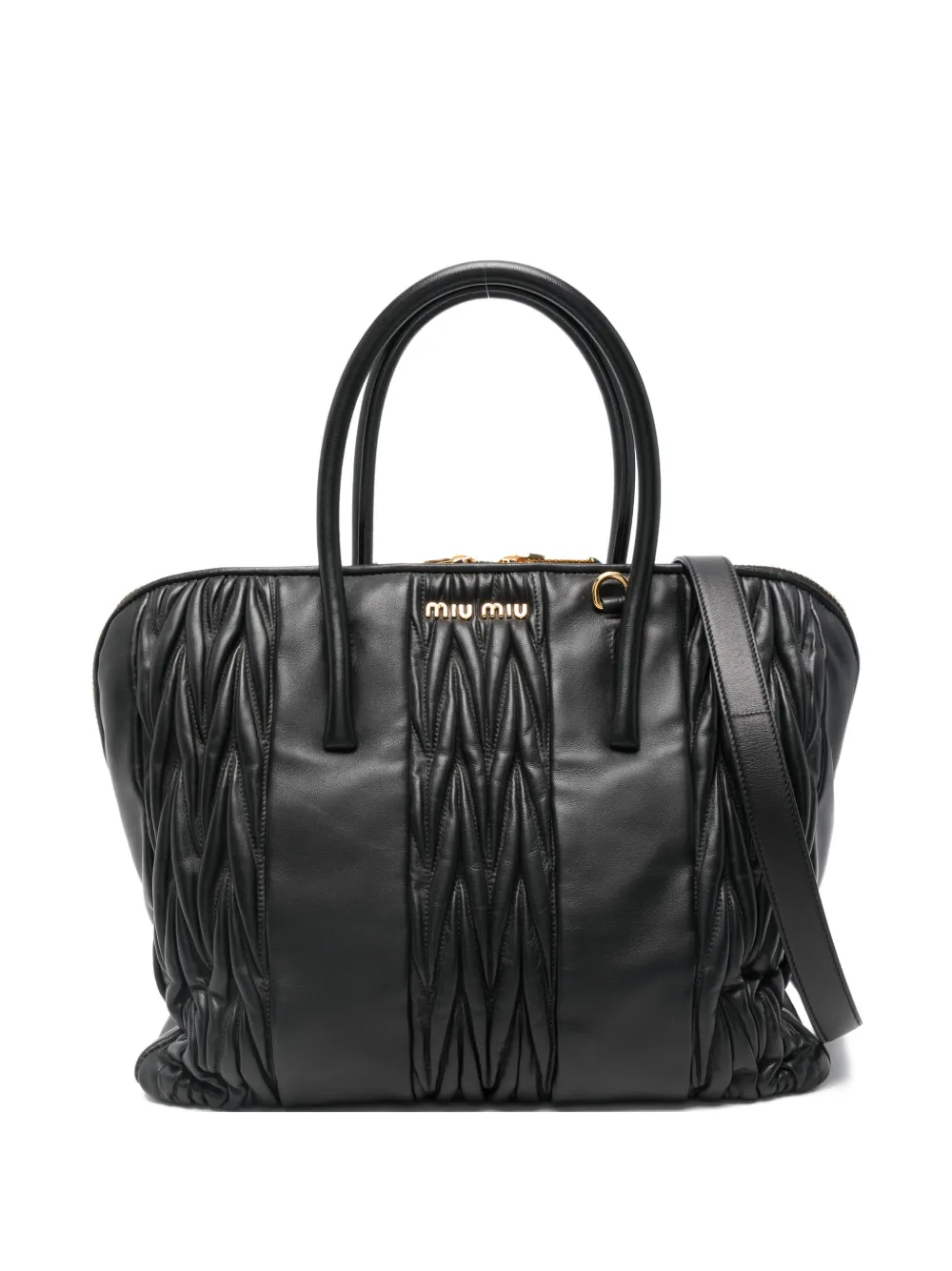 Miu Miu Logo-plaque Shoulder Bag In Black