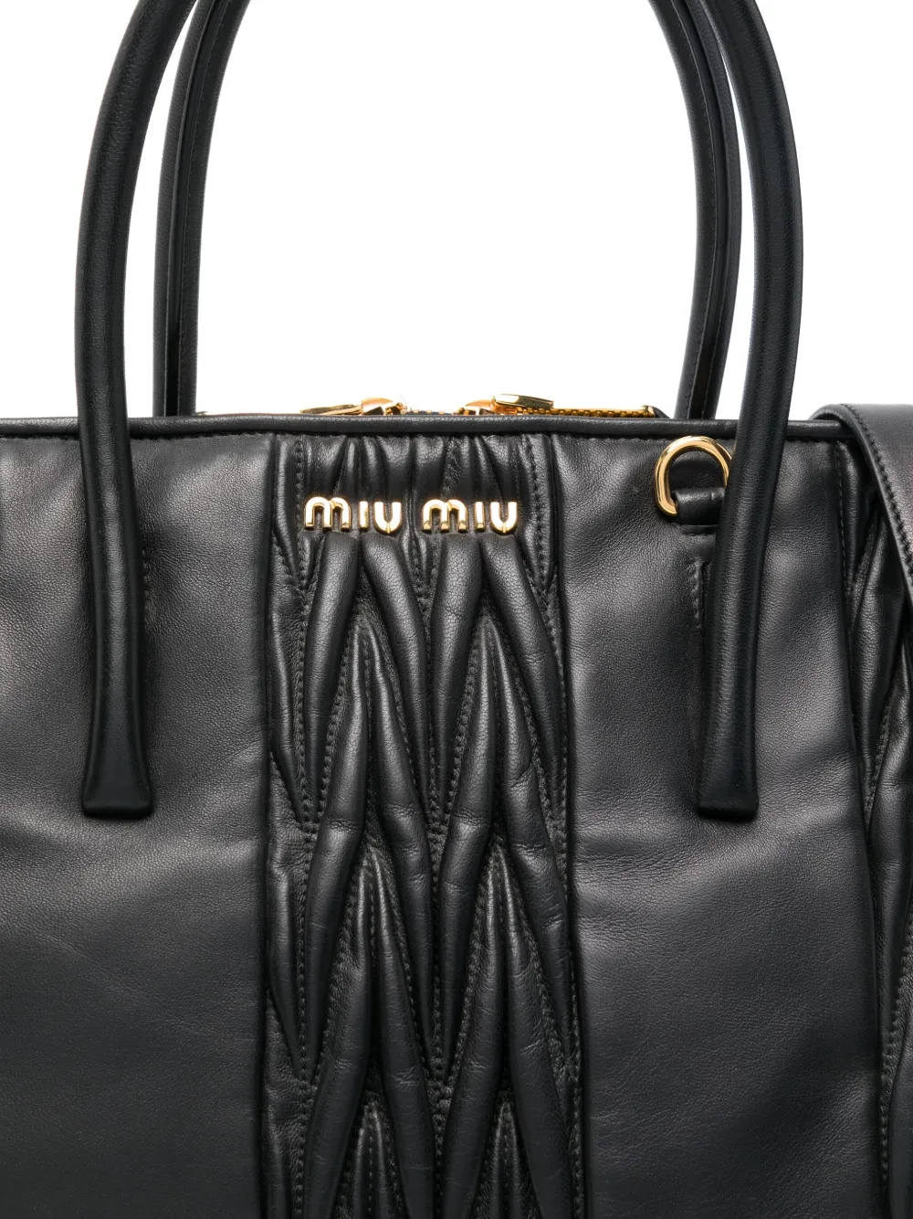 Miu Miu Logo-plaque Shoulder Bag In Black