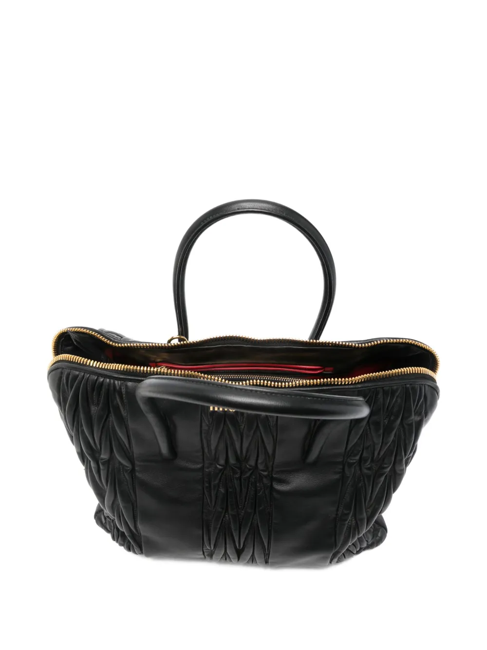 Miu Miu Logo-plaque Shoulder Bag In Black