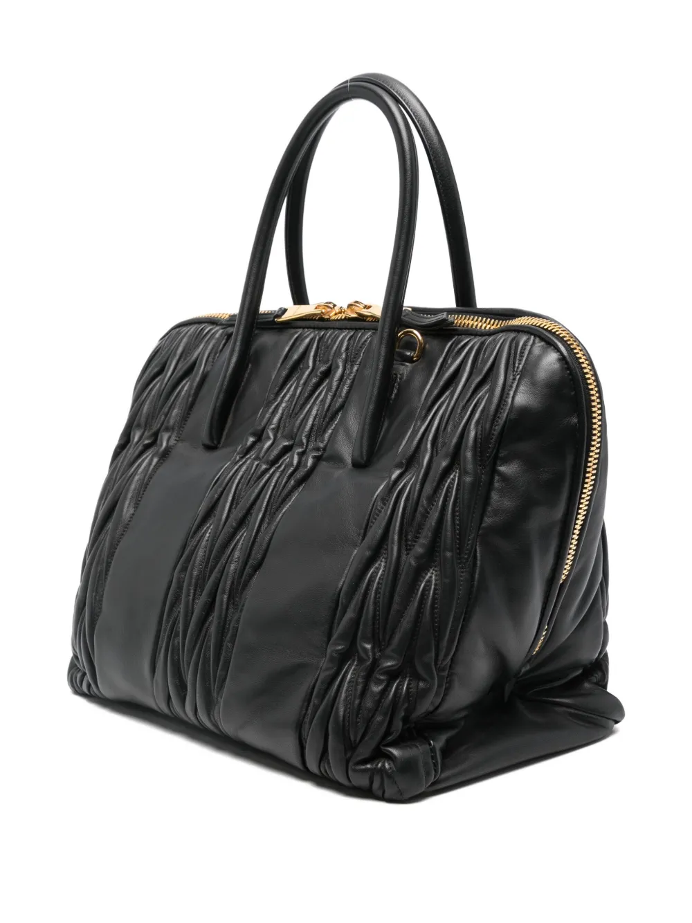 Miu Miu Logo-plaque Shoulder Bag In Black