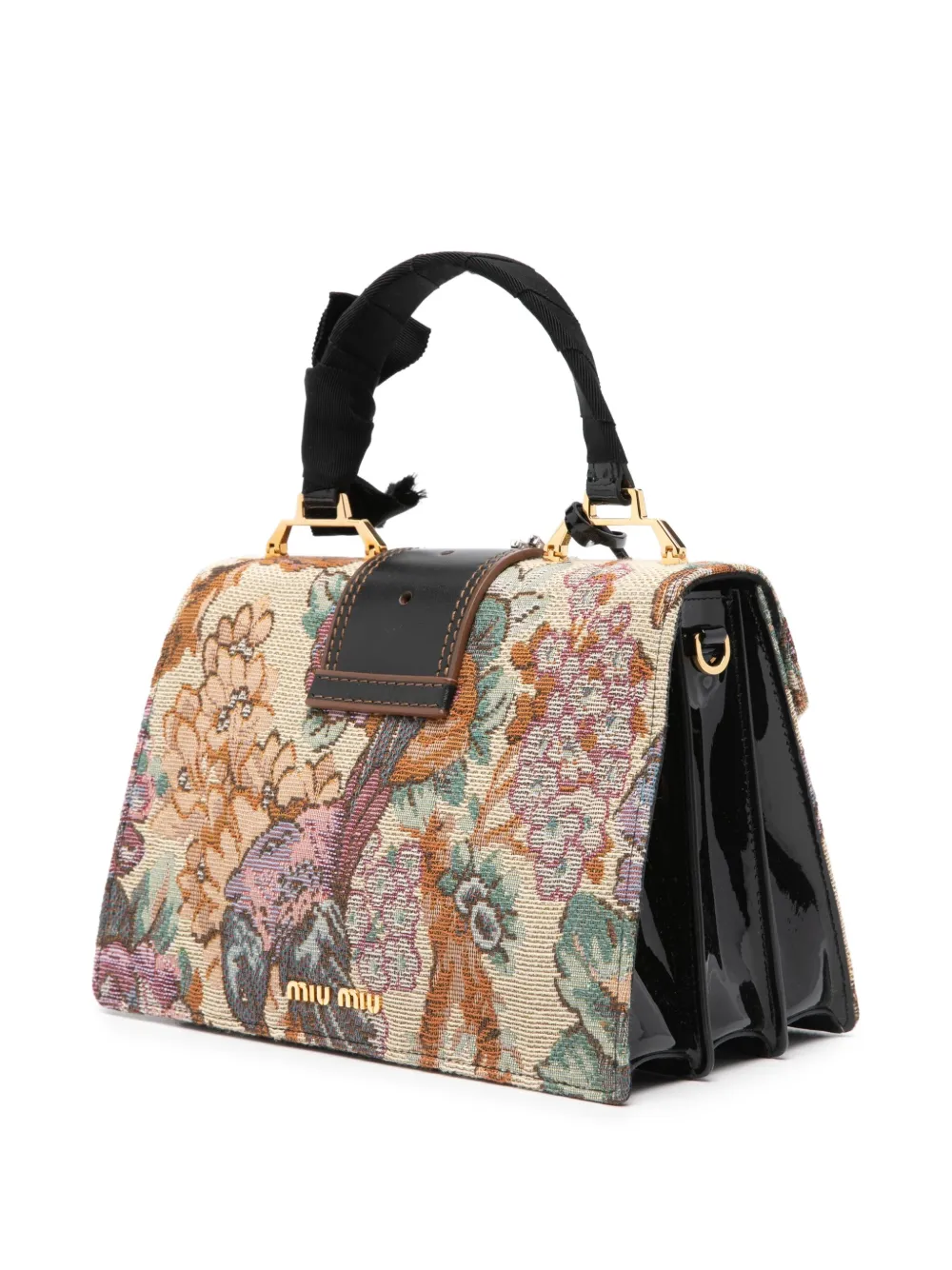 Miu Verfraaide schoudertas met bloemen Beige