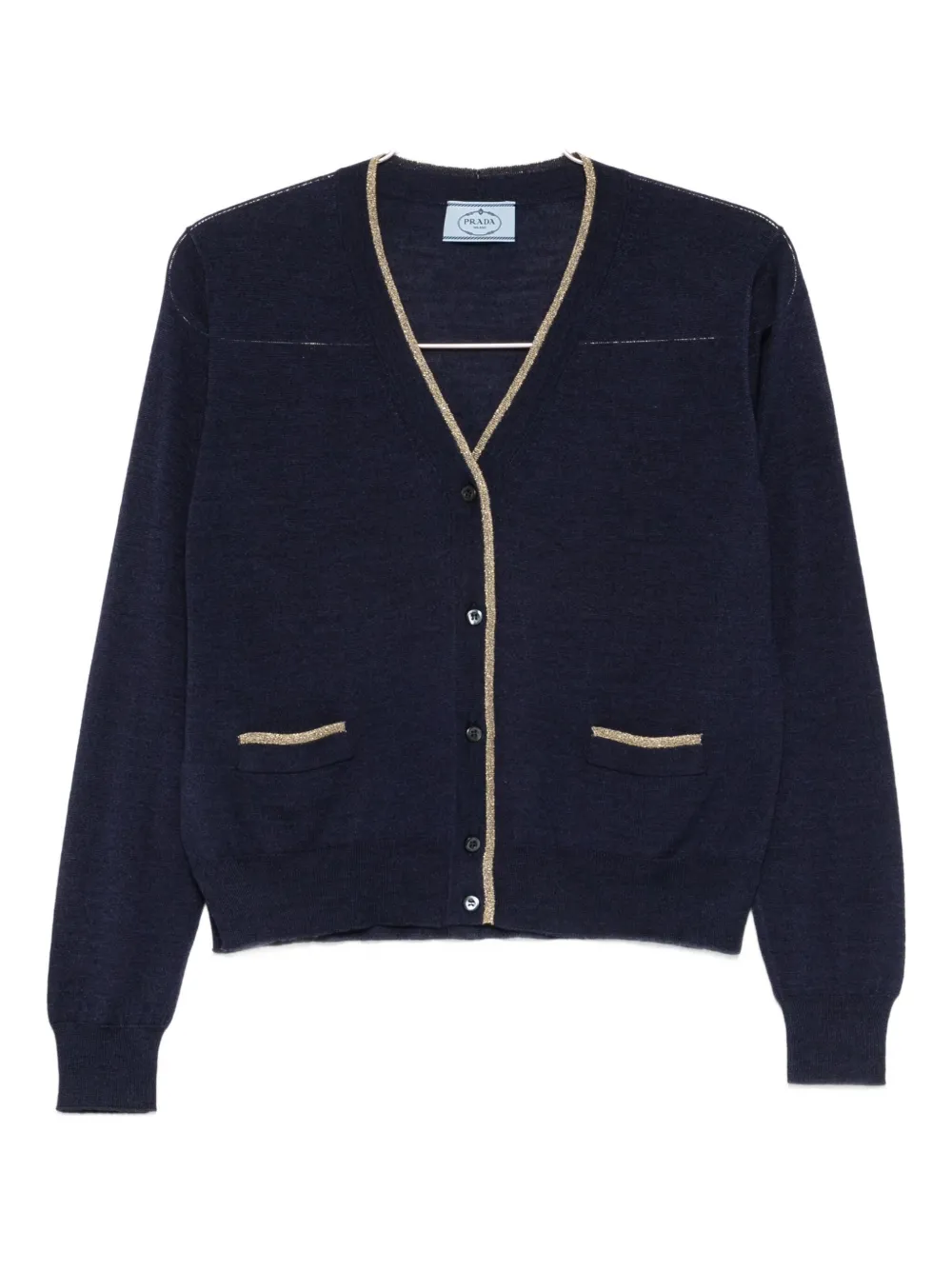 Prada V-neck Cardigan In Blue