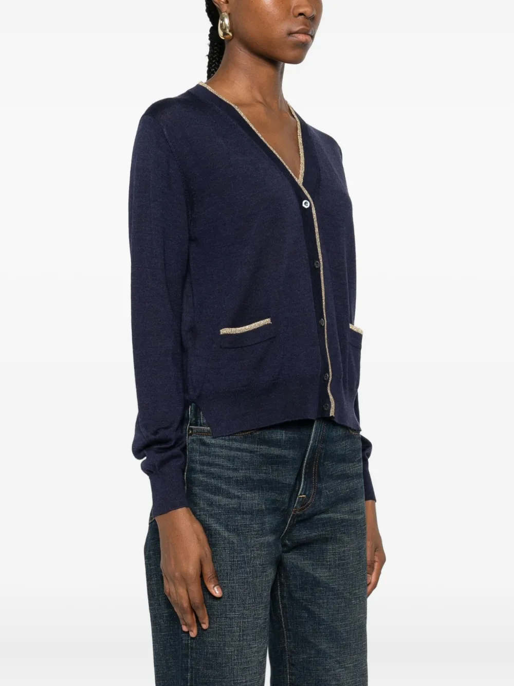 Prada V-neck Cardigan In Blue