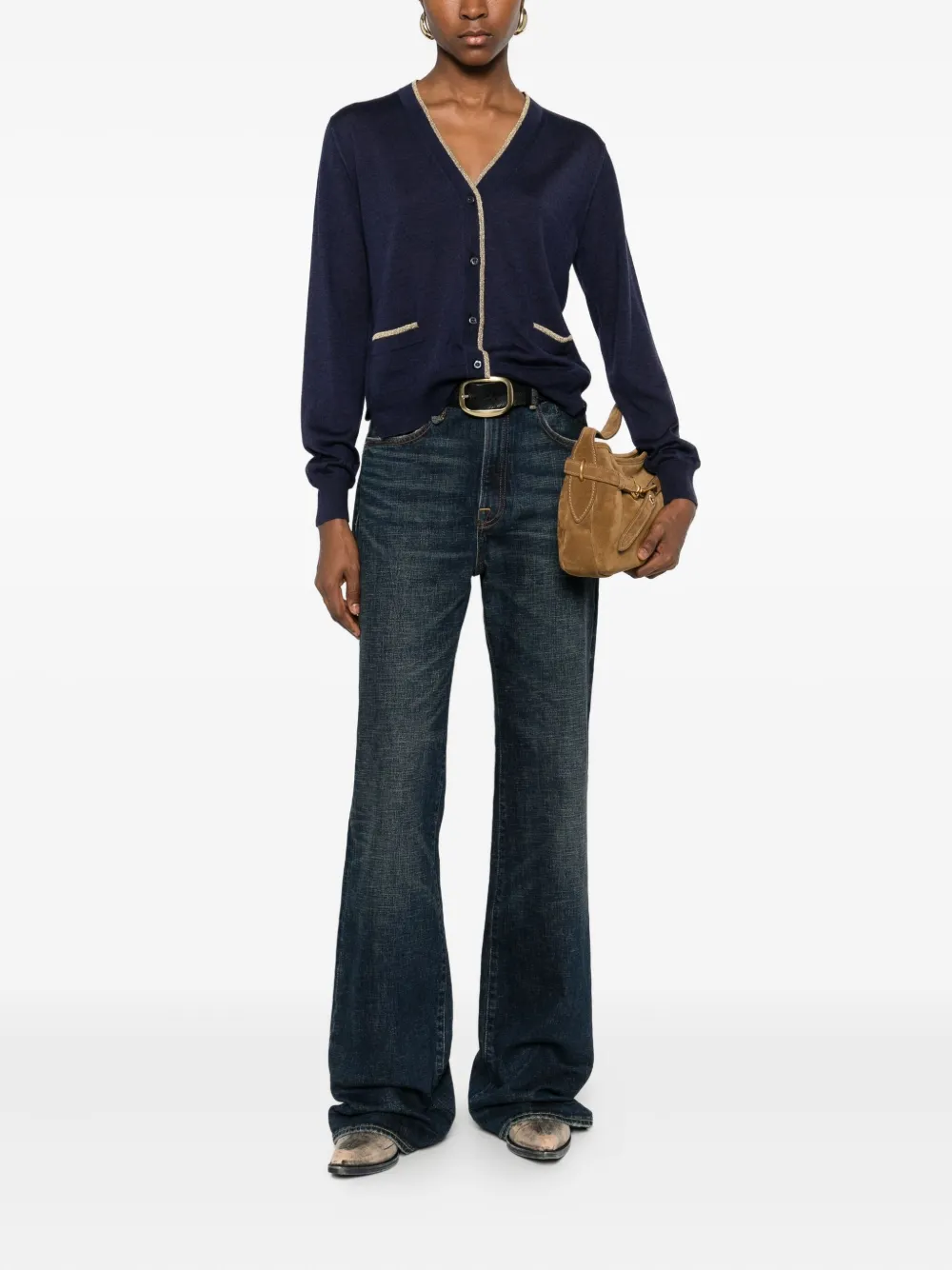 Prada V-neck Cardigan In Blue