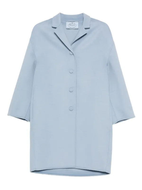 Prada Button-fastening Collared Coat in Blue
