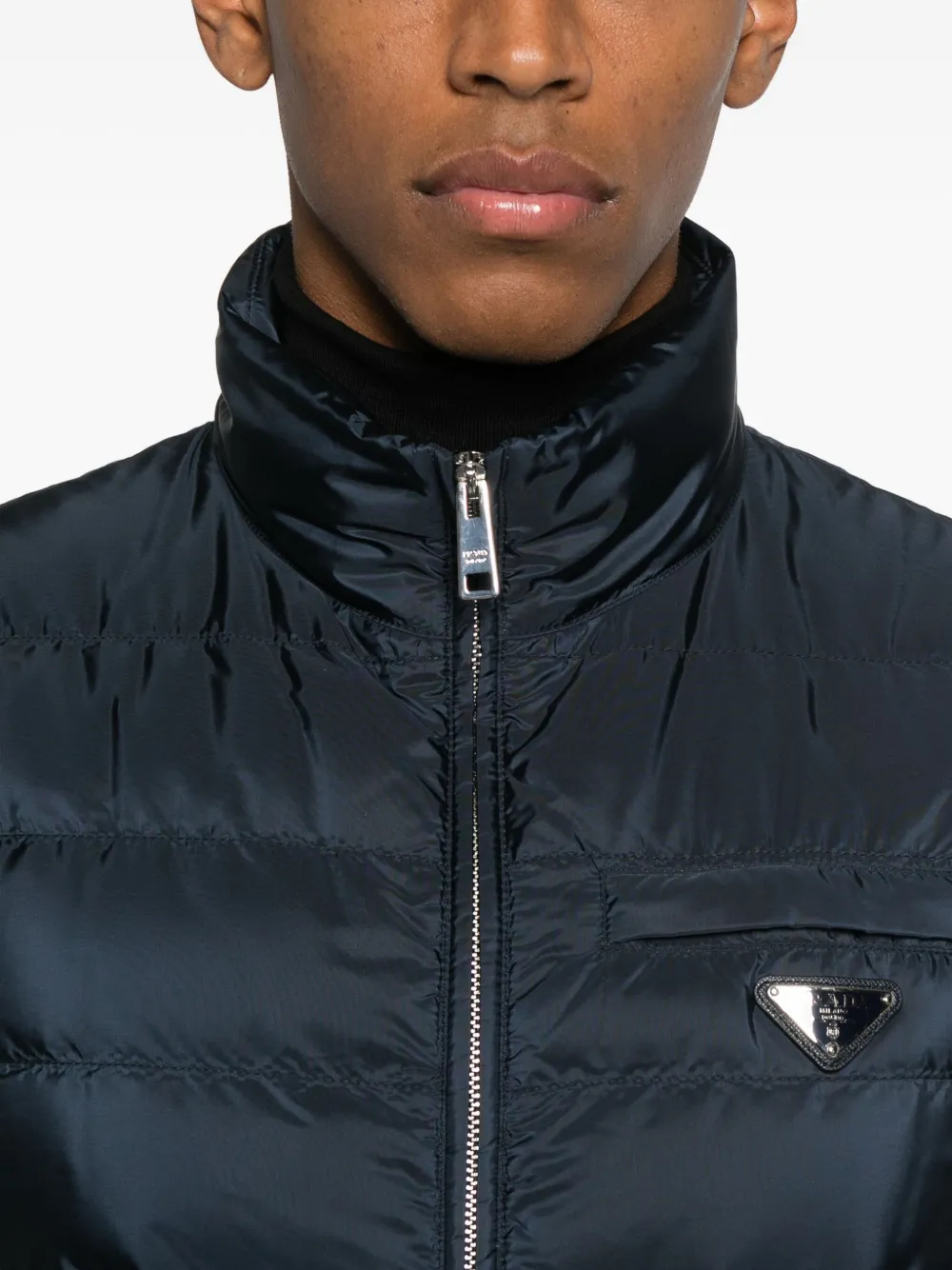 Prada Zip-up Padded Gilet In Blue