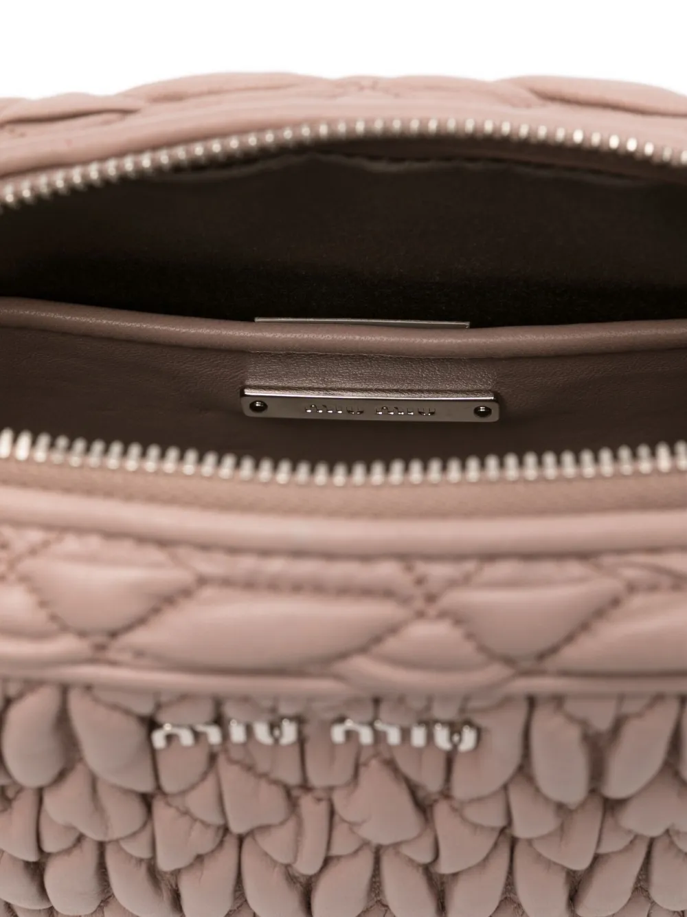 Miu Miu Matelasse Crystal Shoulder Bag In Neutral