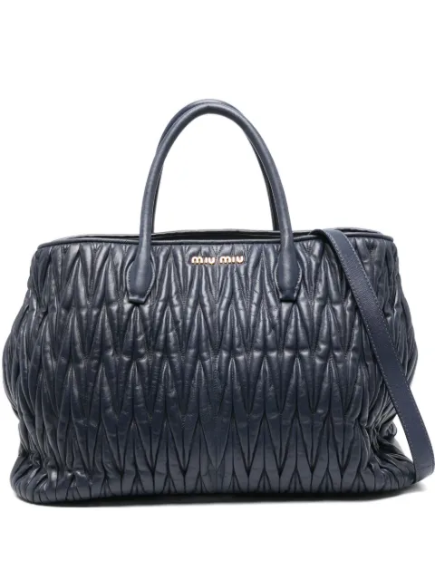 Miu Miu matelassé-effect logo-detail tote bag