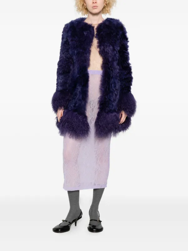 Miu Miu Textured Coat | Purple | FARFETCH ID