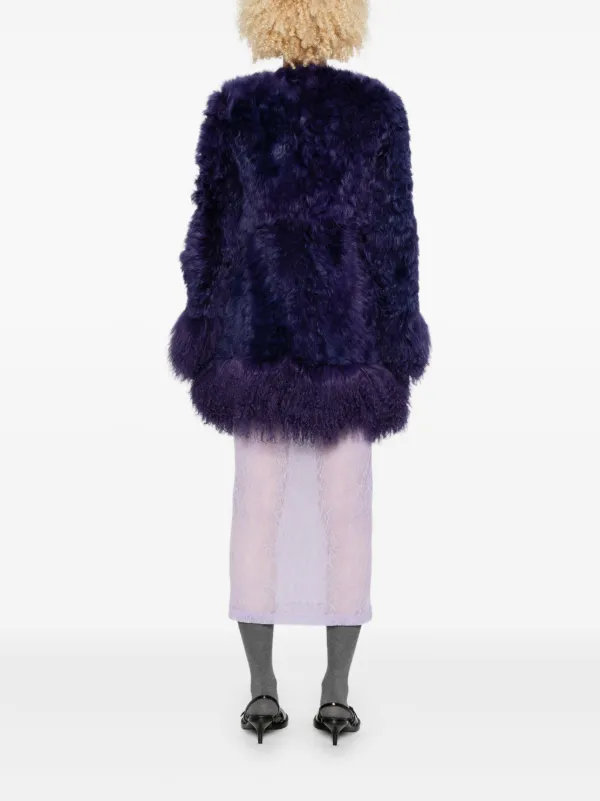 MIUMIU コートパープル Miu Miu Textured Coat | Purple | FARFETCH GR