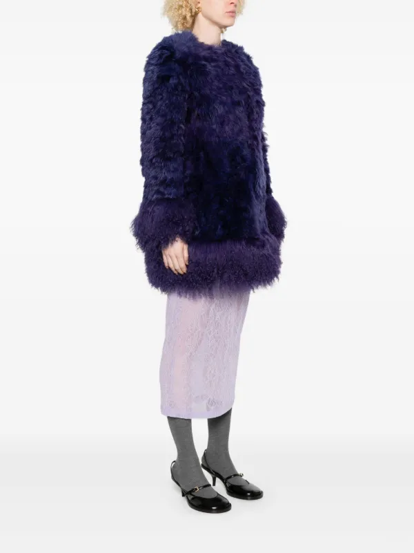 MIUMIU コートパープル Miu Miu Textured Coat | Purple | FARFETCH ID