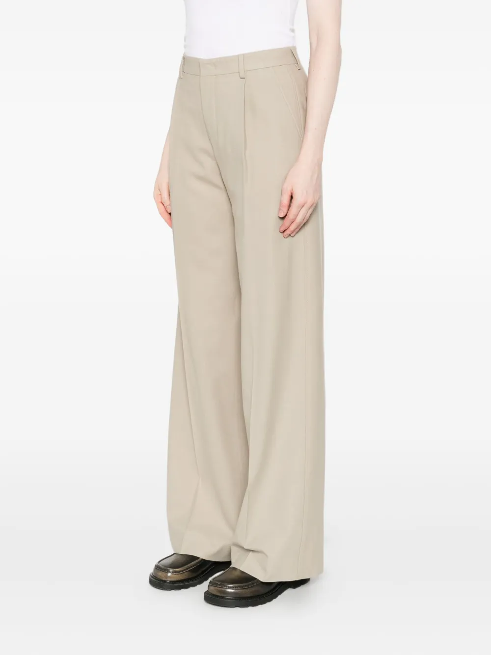Cellar Door Wide-leg High-waisted Trousers In Neutral
