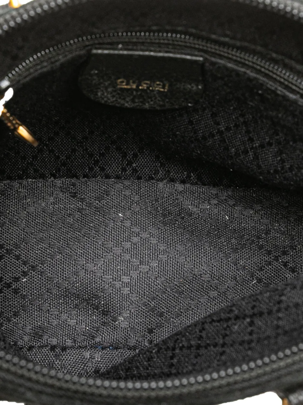 Pre-owned Gucci 20th Century Mini Suede Bamboo Dome Satchel In Black